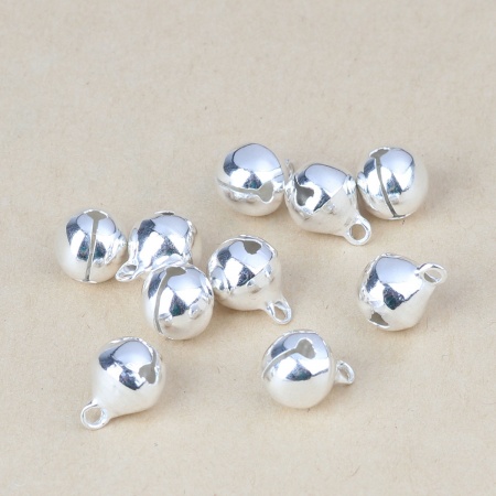 Ottone Charms Argento Placcato Campana 13mm x 10mm, 100 Pz