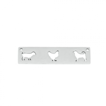 201 Edelstahl Haustier Silhouette Verbinder Rechteck Silberfarbe Tier 38mm x 10mm, 2 Stück