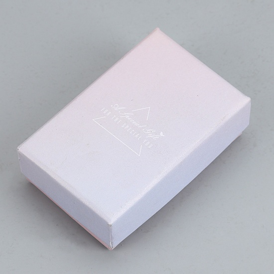 Picture of Paper & Sponge Jewelry Gift Boxes Rectangle Light Blue & Light Pink 87mm(3 3/8") x 55mm(2 1/8") , 2 PCs