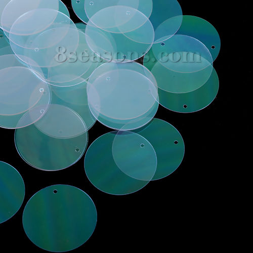 Bild von PVC Paillette Charms Rund Transparent AB Farbe 29mm D., 500 Stück