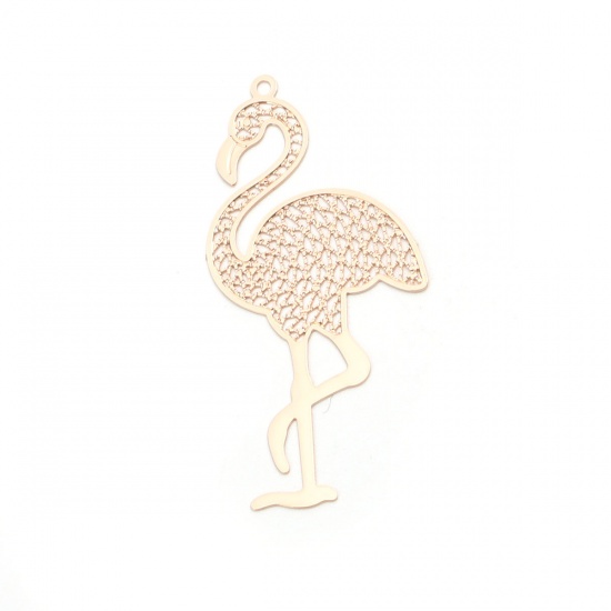 Imagen de Latón Colgantes Chapado en Oro Flamenco Filigrana Estampación 4.4cm x 2.2cm, 10 Unidades