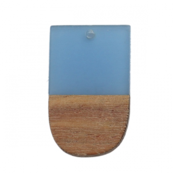 Picture of Wood Effect Resin Pendants Ice Lolly Blue 3.2cm x 2cm, 2 PCs