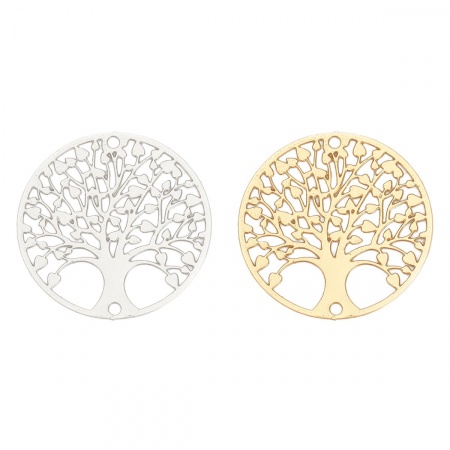 Iron Based Alloy Filigree Stamping Connectors Round Tree of Life