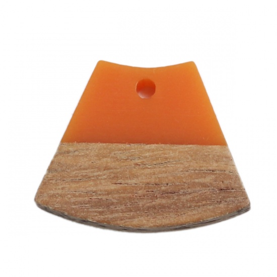 Picture of Wood Effect Resin Charms Trapezoid Green 22mm x 18mm, 5 PCs