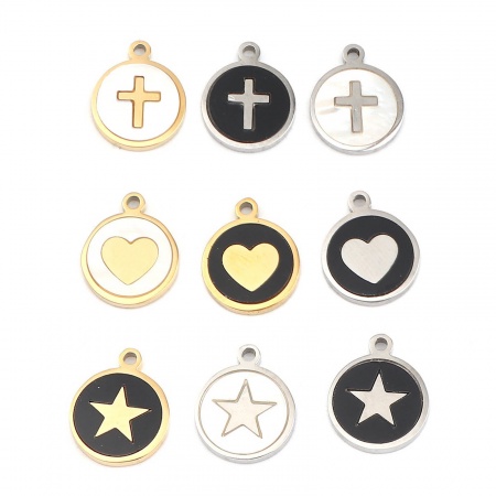 Immagine di 304 Stainless Steel Charms Round Cross