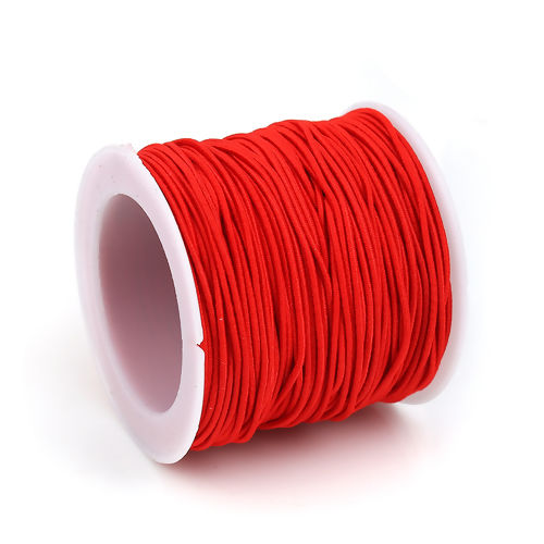 Picture of Polyester Jewelry Thread Cord For Buddha/Mala/Prayer Beads Red Elastic 1mm, 1 Roll (Approx 20 M/Roll)