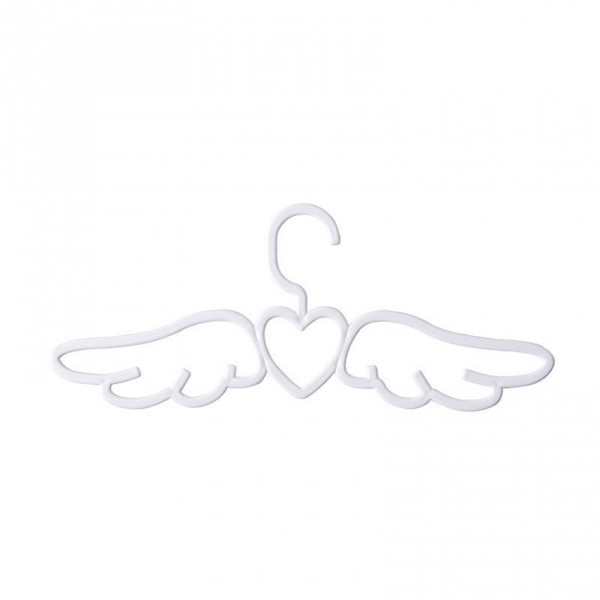 Picture of PP Multifunction Clothes Hangers White Heart Wing Anti Slip 41cm x 16cm, 1 Piece