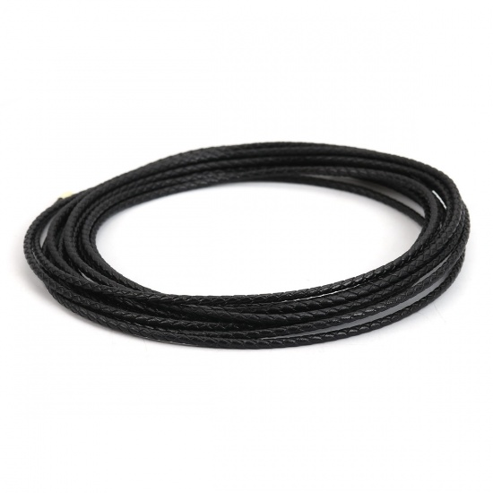 Imagen de Cuerda De Cuero Real de Negro 3mm Diámetro, 1 Rollo (Aprox 5 M/Rollo)
