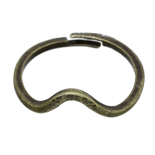 オープンタイプ 調整可能 リング 指輪 波型 銅古美 16.3mm（日本サイズ約10.5号）、 穴: 1 の画像