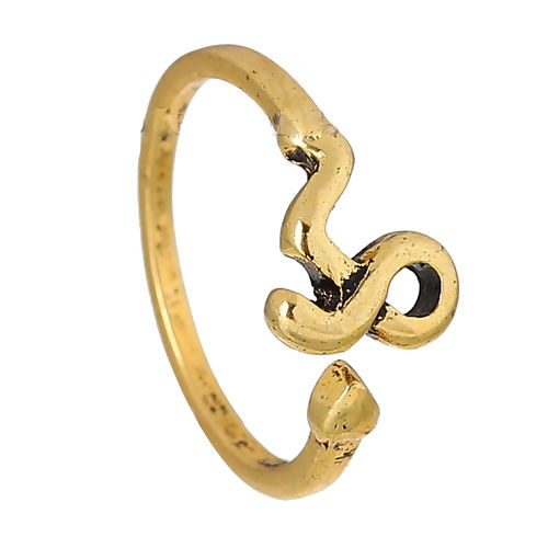 Bild von Zinklegierung Einstellbar Ring Symbol von Unendlich Antik Gold Verstellbar (US Größe: ) 15.1mm 1 Stück