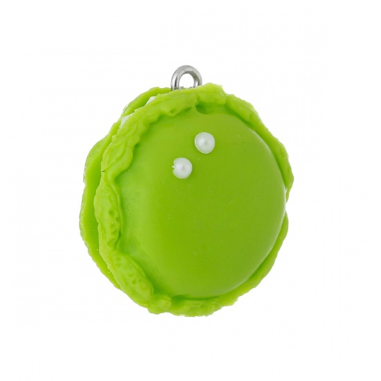 Immagine di Argilla 3D Charm Ciondoli Torta Verde di Frutta Bianco Acrilico Pearl Imitazione 3.3cm x3.1cm(1 2/8" x1 2/8") - 3.3cm x2.9cm(1 2/8" x1 1/8"), 10 Pz