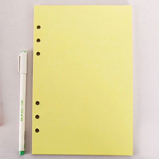 Picture of Paper Loose Leaf Notebook Inner Page Refill Spiral Binder Yellow Rectangle 21cm x 14cm, (40 Sheets) 1 Copy