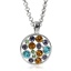 Picture of Jewelry Necklace Round Silver Tone Multicolor Rhinestone Hollow 65cm(25 5/8") long, 1 Piece