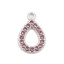 Imagen de 304 Acero Inoxidable Colgantes Charms Gota Tono de Plata Lila Rhinestone 18mm x 12mm, 2 Unidades