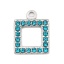 Imagen de 304 Acero Inoxidable Colgantes Charms Cuadrado Tono de Plata Azul del lago Rhinestone 16mm x 13mm, 2 Unidades