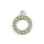 Bild von 304 Edelstahl Charms Ring Silberfarbe Grün Strass 16mm x 13mm, 2 Stück