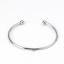 Immagine di 304 Acciaio Inossidabile Aprire Braccialetti Tondo Tono Argento Elastico 16.5cm Lunghezza, 1 Pz