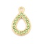 Immagine di 304 Acciaio Inossidabile Charms Goccia Oro Placcato Verde Strass 18mm x 12mm, 2 Pz