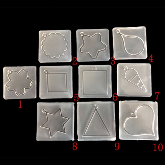 Picture of Silicone Resin Mold For Jewelry Making Square Translucent 57mm x 57mm, 1 Piece