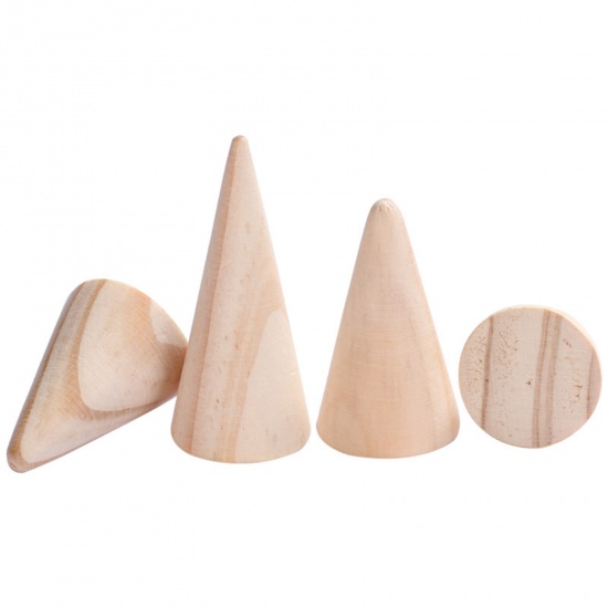 Picture of Pine Wood Jewelry Ring Displays Cone Natural 49mm(1 7/8") x 29mm(1 1/8") , 1 Piece