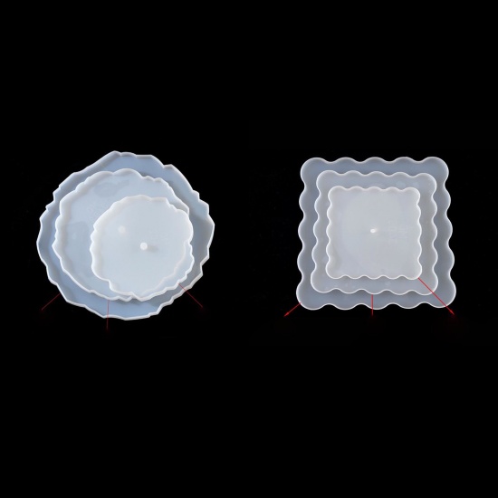 Image de Matériaux de Remplissage pour Bijoux de Résine en Plastique Multicolore Rose 13cm x 9cm - 6cm x 4cm, 1 Kit ( 3 Pcs/Kit)