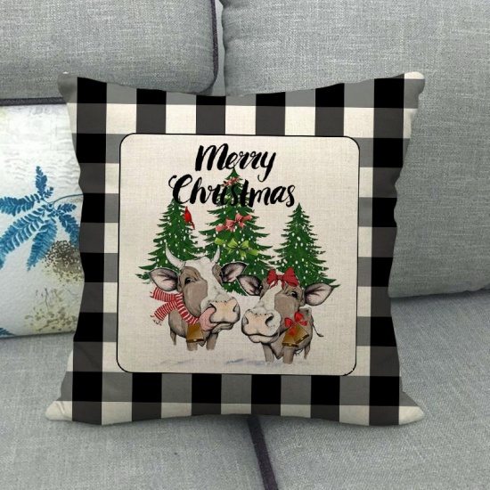 Picture of Pillow Cases Black & White Square Christmas Tree Pattern 45cm x 45cm, 1 Piece