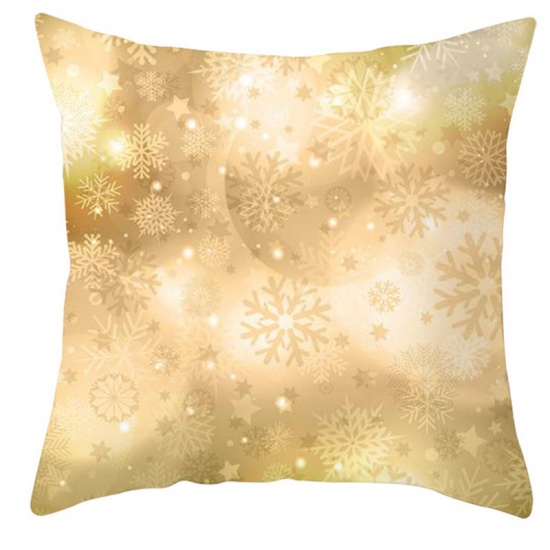 Picture of Velvet Pillow Cases White Square Christmas Snowflake Pattern 45cm x 45cm, 1 Piece