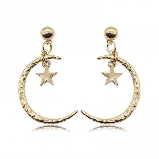 Picture of Earrings KC Gold Plated Blue Star Universe Planet 85mm x 37mm, 1 Pair