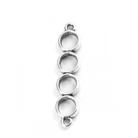 Zinc Based Alloy Connectors Circle Ring Antique Silver Color Hollow 3.8cm x 0.8cm, 47 PCs