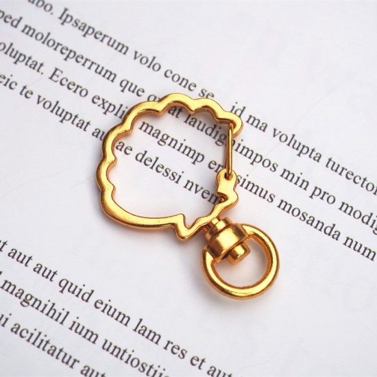 Picture of Zinc Based Alloy Ocean Jewelry Keychain & Keyring Gold Plated Dolphin Animal 4.2cm x 3cm, 10 PCs