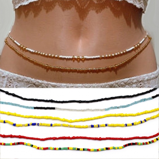 Imagen de Bohemia Collar de Cadena del Vientre de la Cintura del Cuerpo en Capas con Cuentas Multicolor 1 Unidad