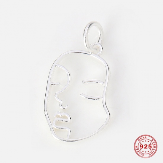 Picture of Sterling Silver Charms Gold Plated Face 20mm( 6/8") x 10mm( 3/8"), 1 Piece