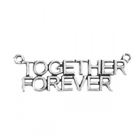 Lega di Zinco Migliori Amici Connettore Accessori Lettera Argento Antico Lettere " TOGETHER FOREVER " 3.7cm x 1.2cm, 20 Pz