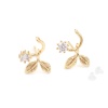Bild von Messing Ohrring Ohrstecker 18K Echtgold plattiert Zweig Transparent Strass 15mm x 8mm, Drahtstärke: (21 gauge), 4 Stück