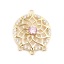 Picture of Brass Connectors Round 18K Gold Filled Flower Pink Rhinestone 18mm x 15mm, 2 PCs