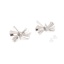 Immagine di Ottone Orecchini a Perno 18K Vero Platino Placcato Cravatta a Farfalla Trasparente Strass 13mm x 8mm, Dimensione di Posta / Cavo: (21 misura), 2 Pz