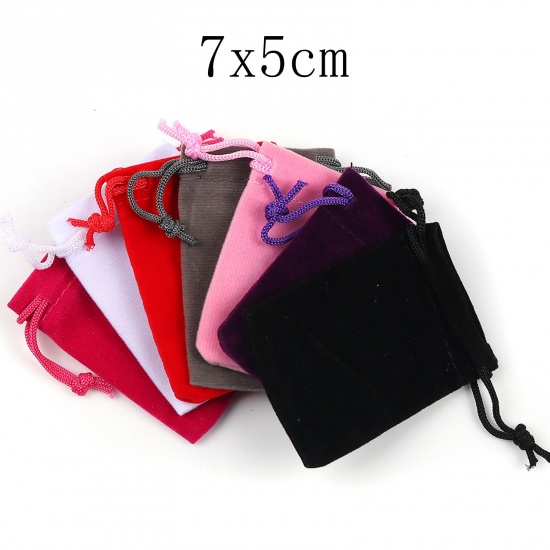 Picture of Velvet Jewelry Gift Bags Drawstring Rectangle  