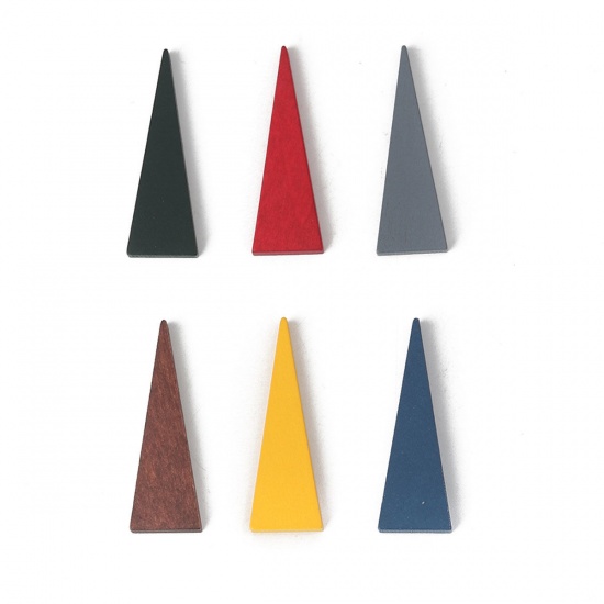 Immagine di Legno Separatori Perline Triangolo Grigio 41mm x 14mm, Foro: Circa 1.2mm, 30 Pz