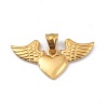 Picture of 316L Stainless Steel Pendants Heart Gold Plated Wing 40mm(1 5/8") x 23mm( 7/8"), 1 Piece” 