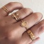 Picture of Rings Gold Plated Star Totem Clear Rhinestone 19mm( 6/8")(US Size 9) - 16mm( 5/8")(US size 5.25), 1 Set ( 5 PCs/Set)