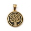 Picture of 316L Stainless Steel Pendants Round Disc Gold Plated Black Tree Enamel 36mm(1 3/8") x 25mm(1"), 1 Piece”