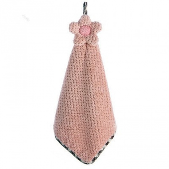 Picture of Polyester Hanging Towel Cleaning Cloth Pink Flower 1 Piece