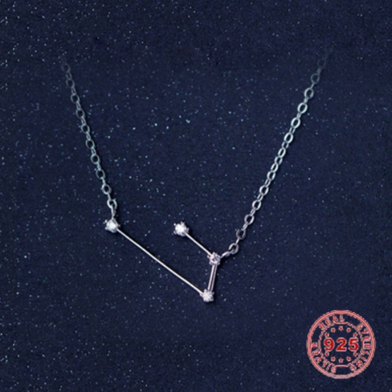 Изображение Чистое Серебро Ожерелья Античное Серебро Созвездие Скорпион Прозрачный Горный Хрусталь 40см длина 1 ШТ