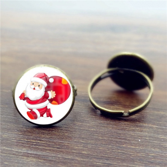 Bild von Einstellbar Ring Bronzefarbe Rot Weihnachten Weihnachtsmann 16mm（US Größe:5.25), 1 Stück