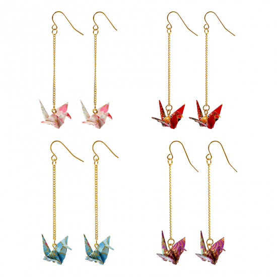Picture of Wholesale Japanese Style Retro Earrings, Origami Crane Brass, Women's Gift Jewelry Supply
