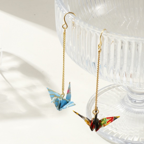 Picture of Wholesale Japanese Style Retro Earrings, Origami Crane Brass, Women's Gift Jewelry Supply