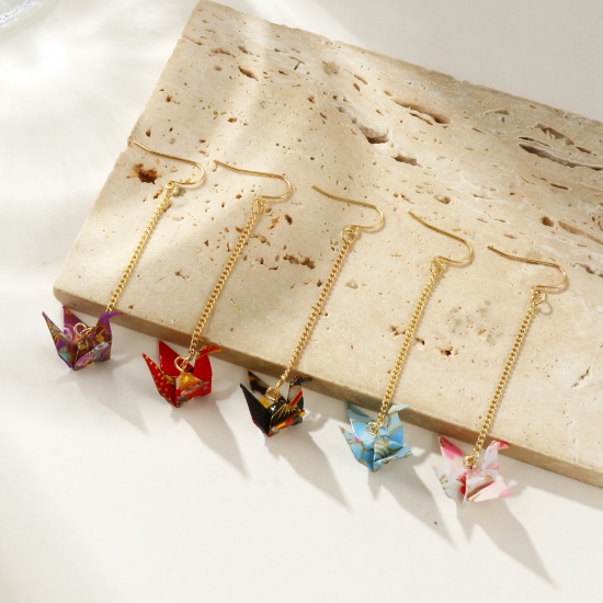 Picture of Wholesale Japanese Style Retro Earrings, Origami Crane Brass, Women's Gift Jewelry Supply