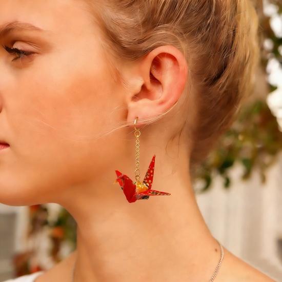 Picture of Wholesale Japanese Style Retro Earrings, Origami Crane Brass, Women's Gift Jewelry Supply