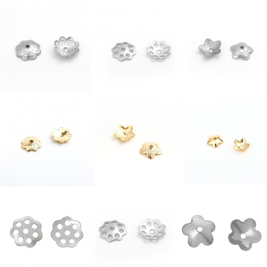 Bild von Edelstahl Perlen Kappen Blumen geschnitztes Muster