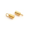 Imagen de 304 Acero Inoxidable Tapa Final Resorte Chapado en Oro (Ajusta 2.5mm Cuerda) 10mm x 4mm, 10 Unidades